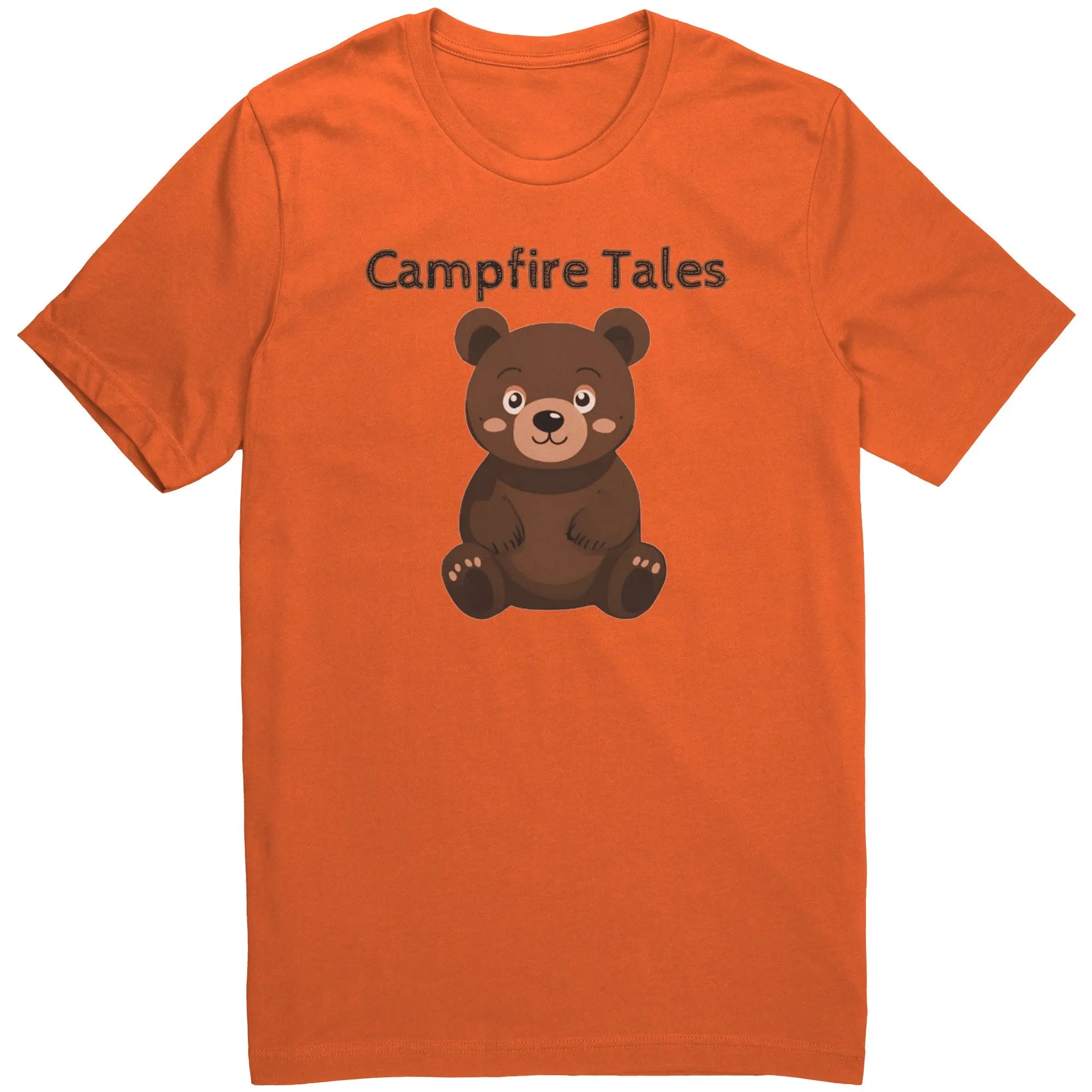 Unisex Bear Resilience Cotton Tee in orange, fueling storytelling and mental health strength for Campfire Tales’ crew.