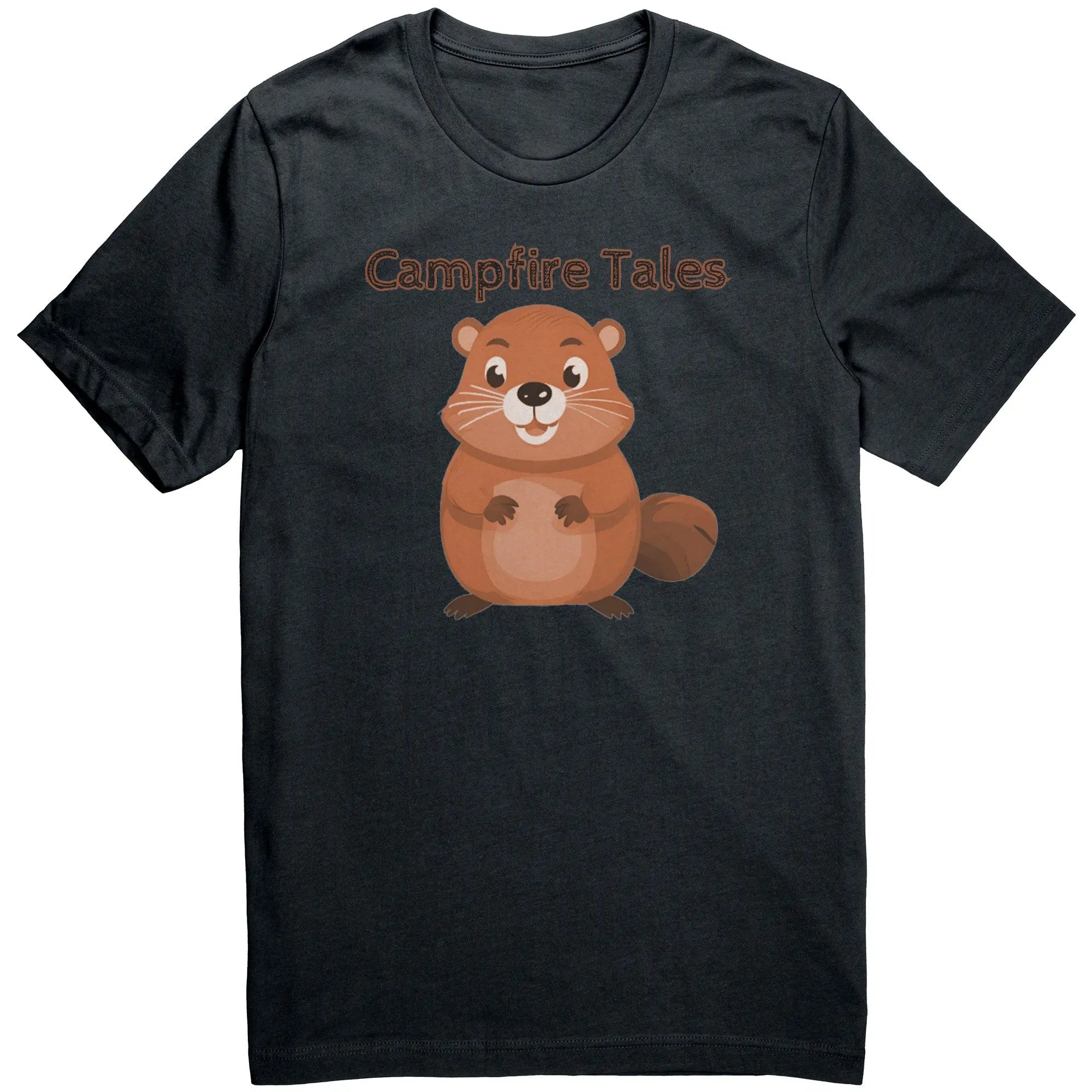 Unisex Beaver Resilience Cotton Tee in dark grey, sparking narration and industrious resilience at Campfire Tales