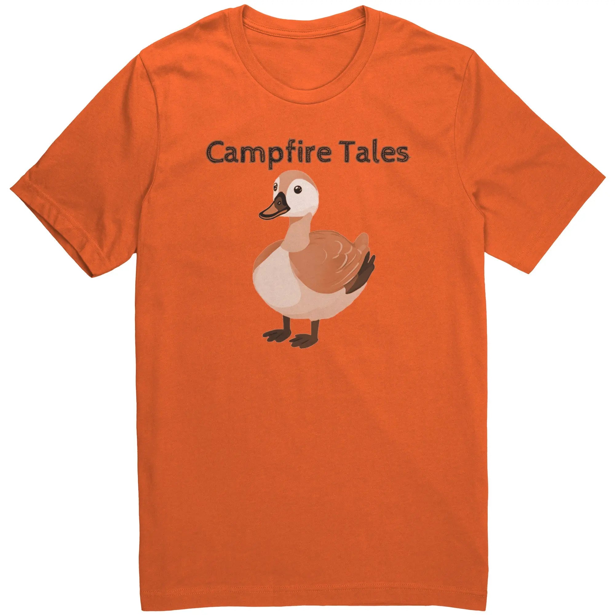 Unisex Goose Resilience Cotton Tee in orange, blending storytelling and mental health courage for Campfire Tales’ crew.