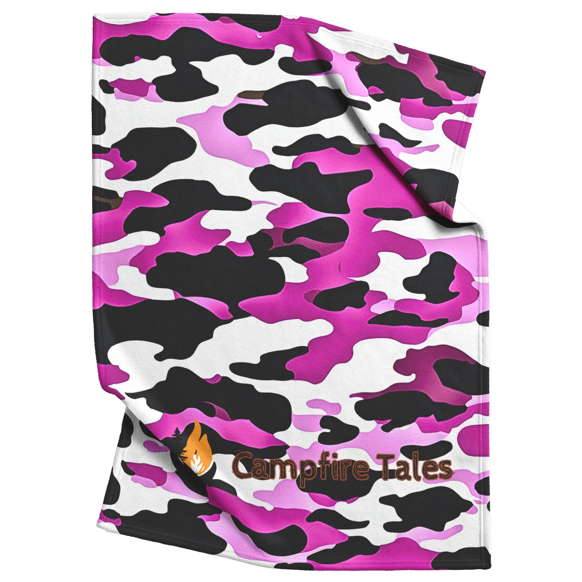 Cozy black, purple and white camo sherpa fleece blanket – semi-weighted for extra comfort and anxiety relief, perfect for cold nights or snuggling in.
