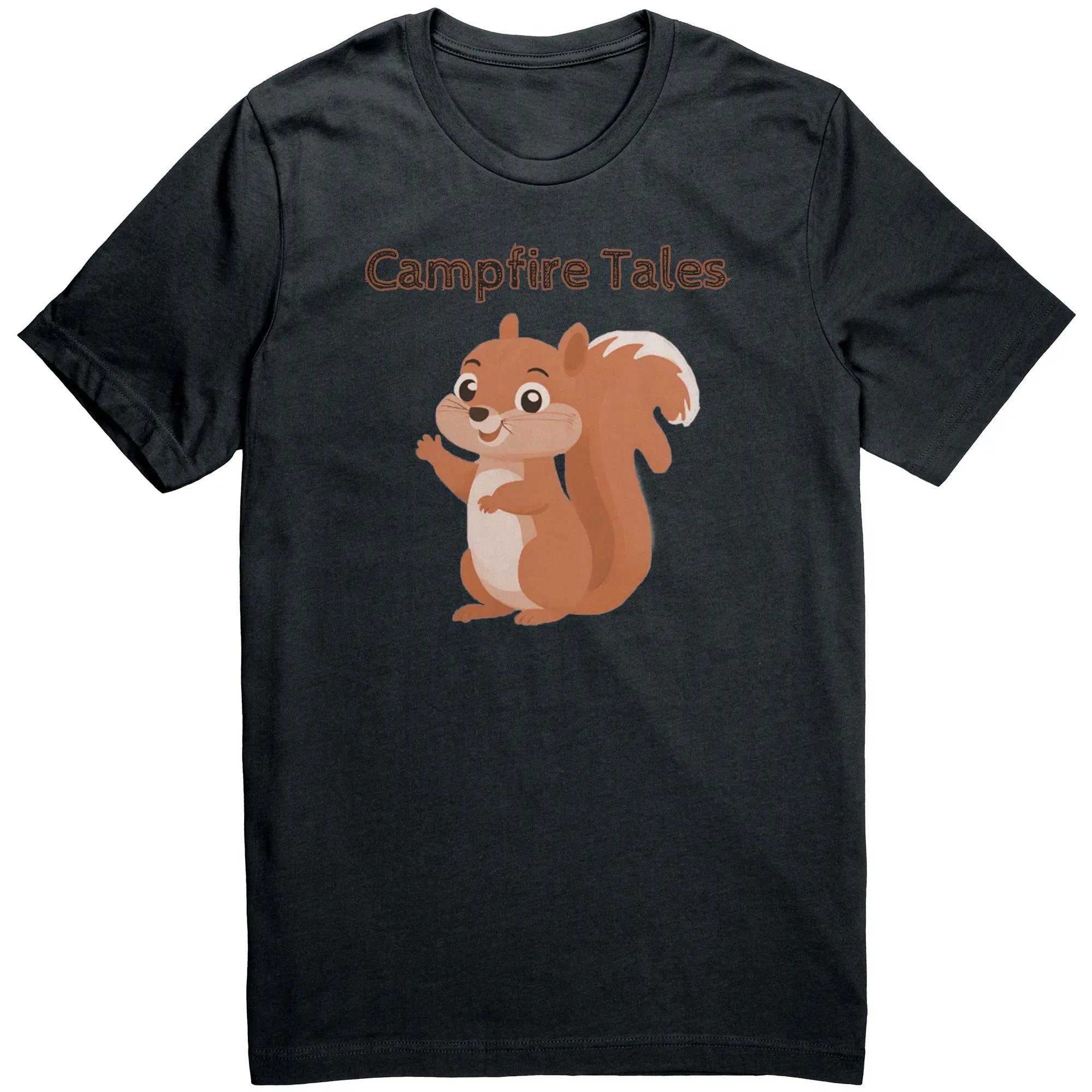 Unisex Squirrel Resilience Cotton Tee in dark grey, sparking narration and scrappy resilience at Campfire Tales.