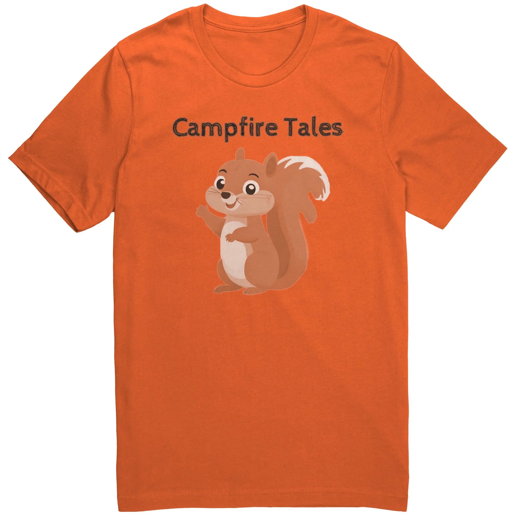 Unisex Squirrel Resilience Cotton Tee in orange, fueling storytelling and mental health hustle for Campfire Tales’ crew.