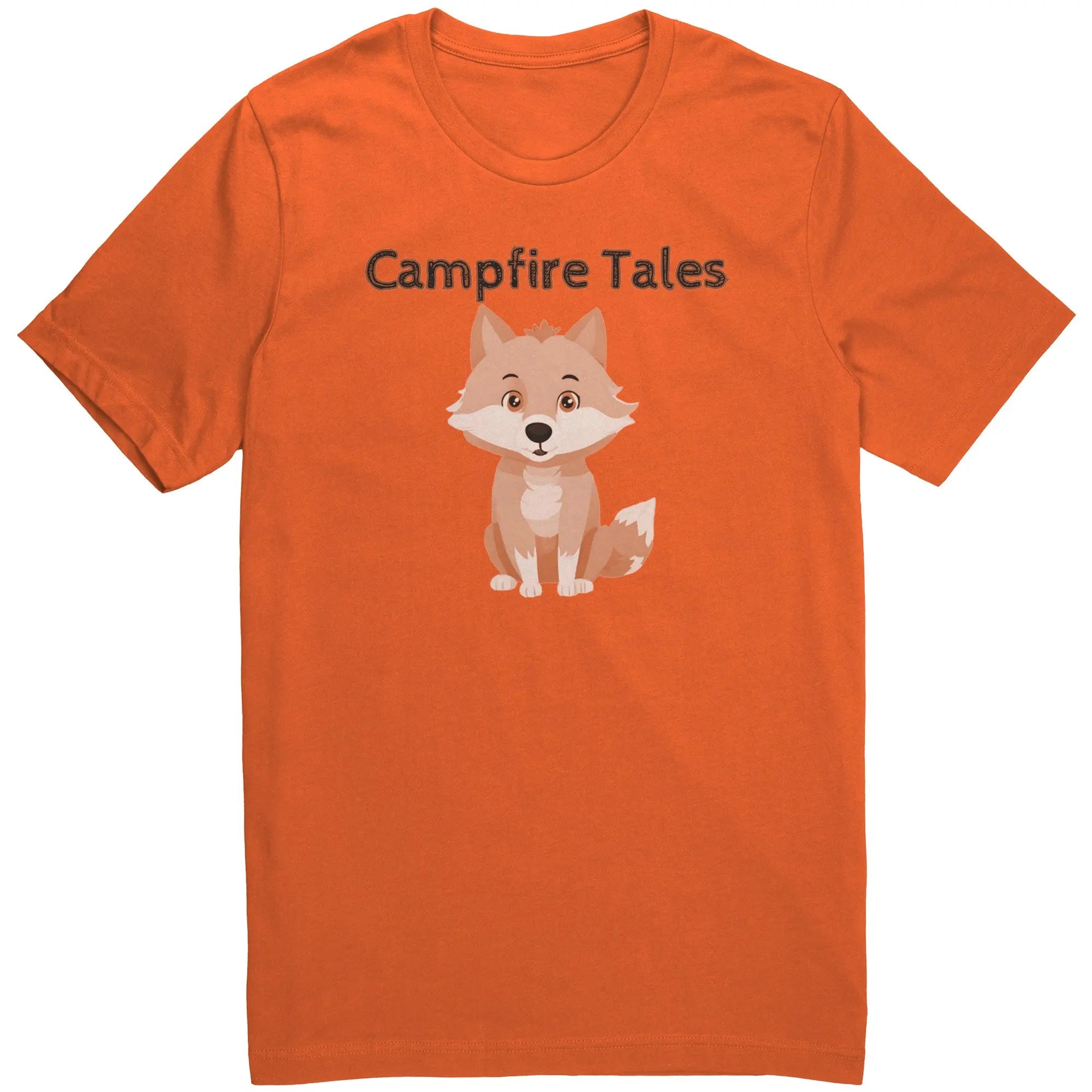 Unisex Wolf Resilience Cotton Tee in orange, sparking storytelling and mental health grit for Campfire Tales’ loyal crew